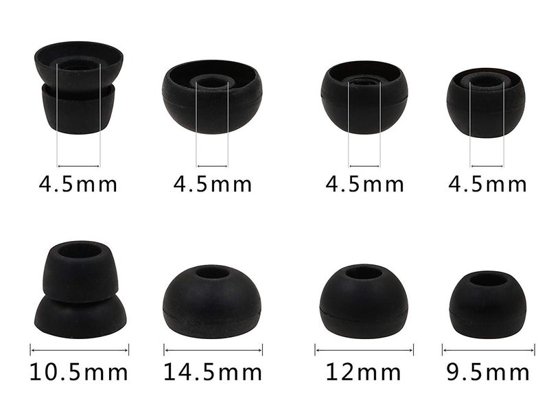ALXCD Ear Tips for PB2 Powerbeats 3 Headphone, S/M/L 3 Sizes 6 Pair Silicone Replacement Earbud Tips & 2 Pair Double Flange Ear Tips, Fit for Beats Powerbeats2 Pb3 [8 Pair](Black) - Image 2